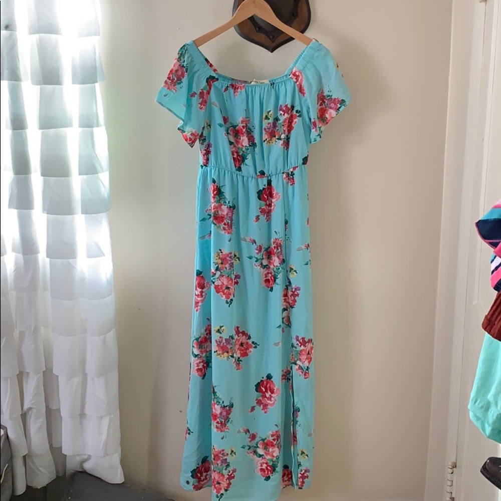 Brand new high slit off the shoulder maxi